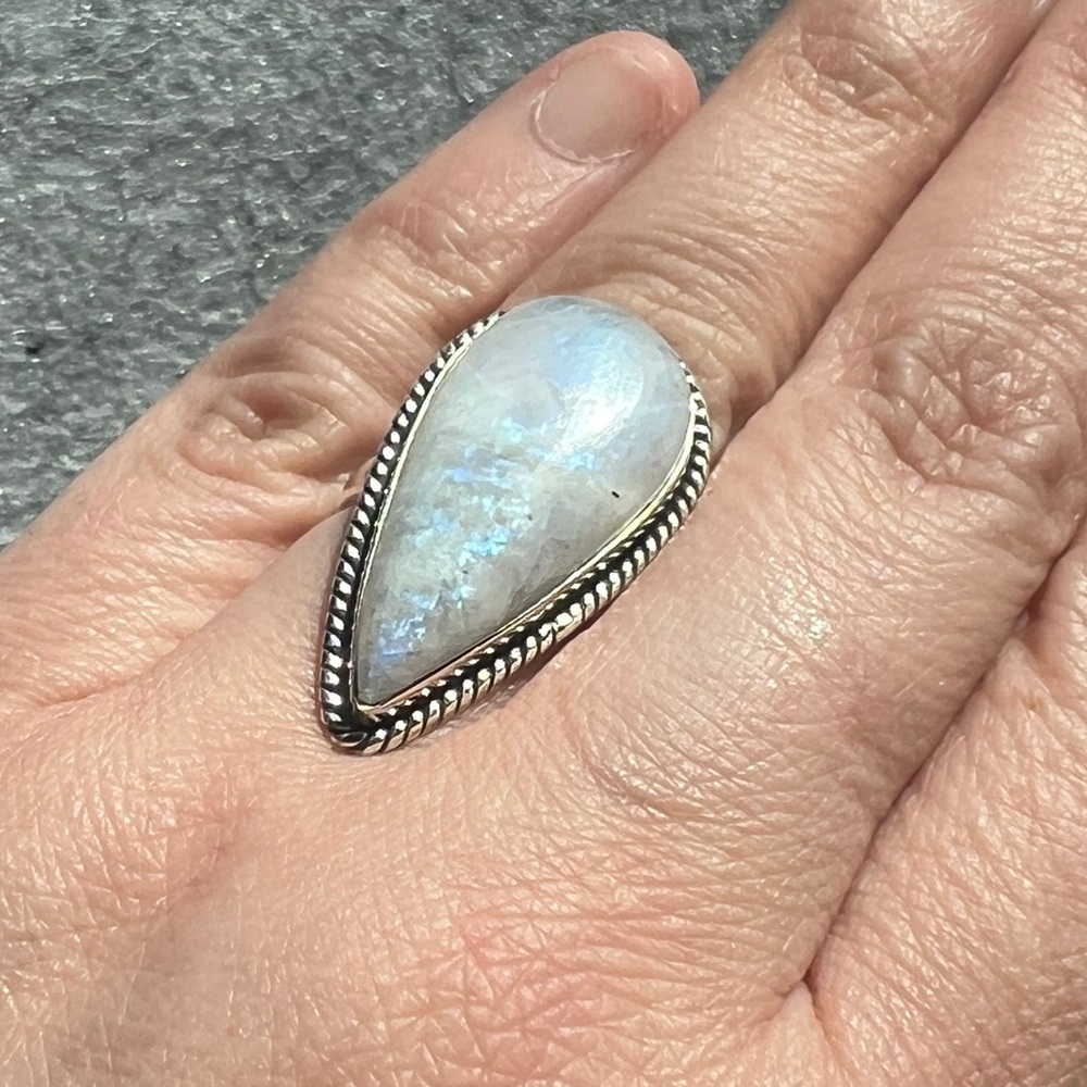 Moonstone 925 Sterling Silver Ring Size 6